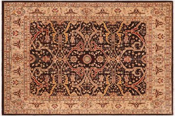 handmade Traditional Kafkaz Chobi Ziegler Brown Tan Hand Knotted RECTANGLE 100% WOOL area rug 8 x 10